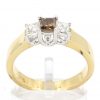 Princess Cut Diamonds Ring with Champagne Diamond set in 18ct Yellow Gold