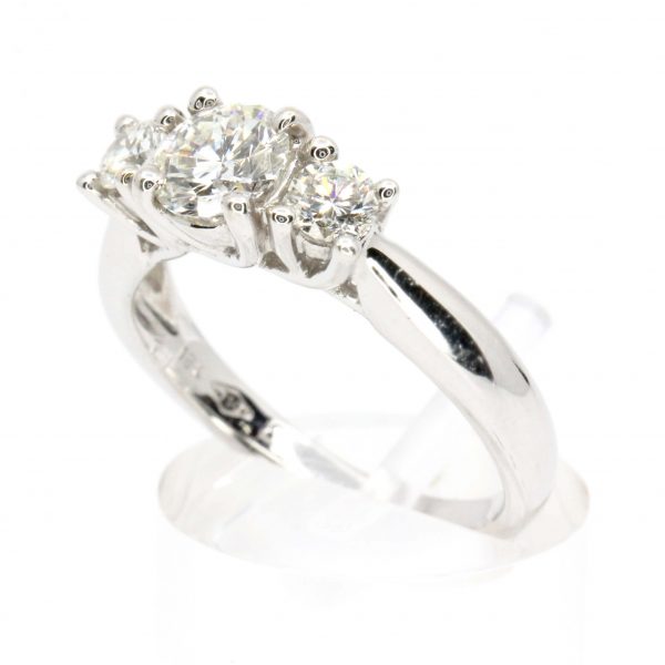Round Brilliant Cut Diamond Ring with Diamond Accents set in 18ct White Gold