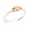 Princess Cut Diamonds Ring with Yellow & Pink Diamonds set in 18ct White Rose Gold