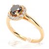 Round Brilliant Cut Chocolate Diamond Ring with Halo of Diamonds set in 18ct Rose Gold