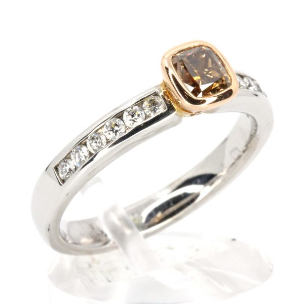 Chocolate Diamond Ring with Diamonds set in 18ct White Gold