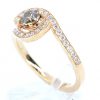 Round Brilliant Cut Chocolate Diamond Ring with Halo of Diamonds set in 18ct Rose Gold