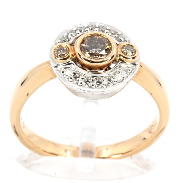 Champagne Diamond Ring with Diamonds set in 18ct Rose/White Gold