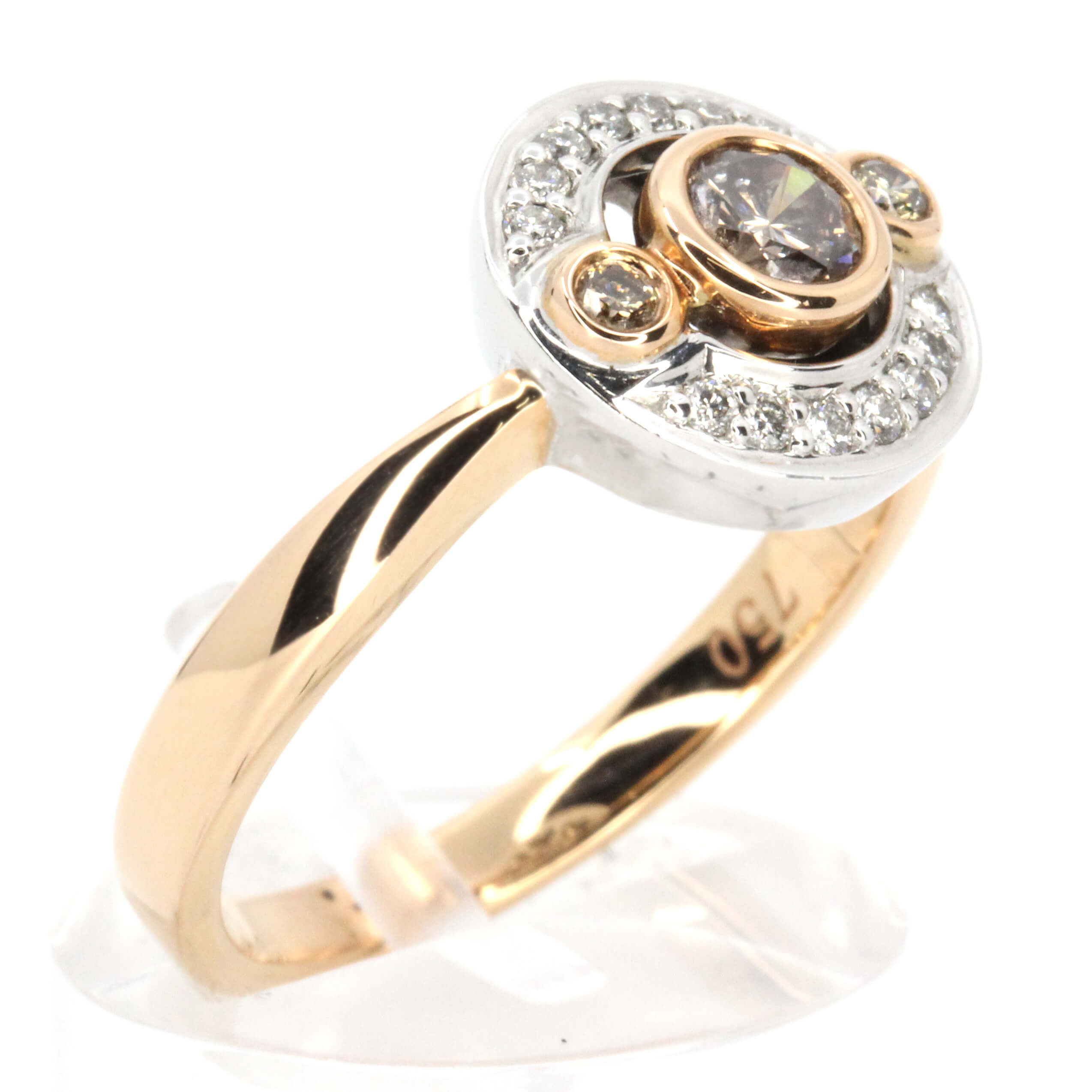 Champagne Diamond Ring with Diamonds set in 18ct Rose/White Gold | All Gem Jewellers