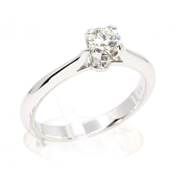 Round Brilliant Cut Diamond Ring with Diamond Accents set in 18ct White Gold