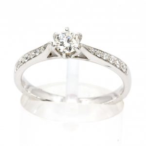 0.247ct Diamond Ring with Diamond Shoulder Accents set in 18ct White Gold