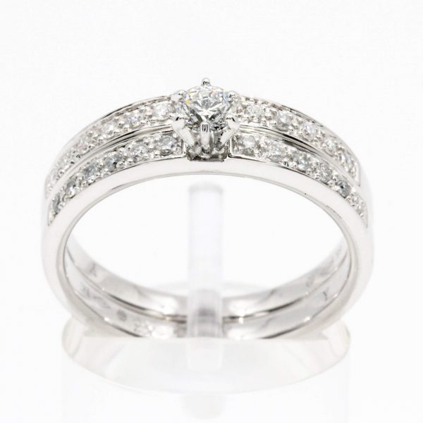 Diamond Ring with Matching Wedding Ring set in 18ct White Gold
