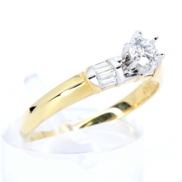 Diamond Ring with Tapered Accents set in 18ct Yellow Gold