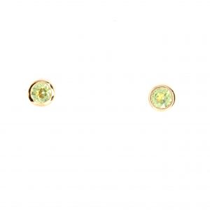 Round Cut Peridot Earrings set in 18ct Rose Gold