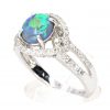 Claw Set Black Opal with Halo of Diamonds