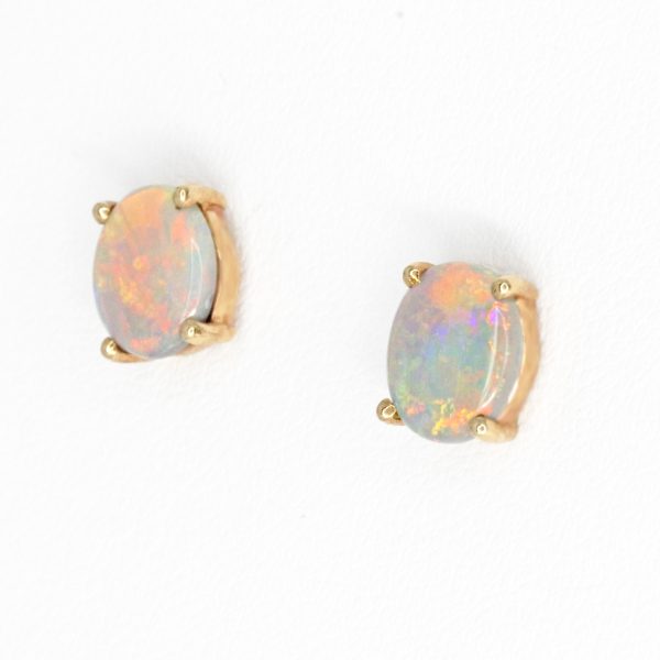 Crystal Opal Drop Stud Earrings in 14ct White Gold