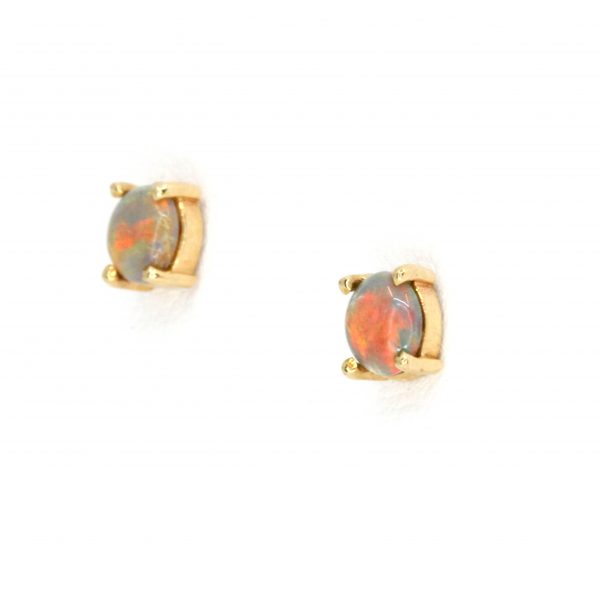 oval grey opal stud earrings