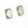grey opal rectangular stud earrings