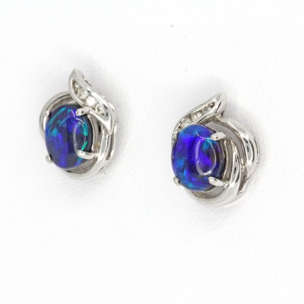 fancy black opal and diamond earrings