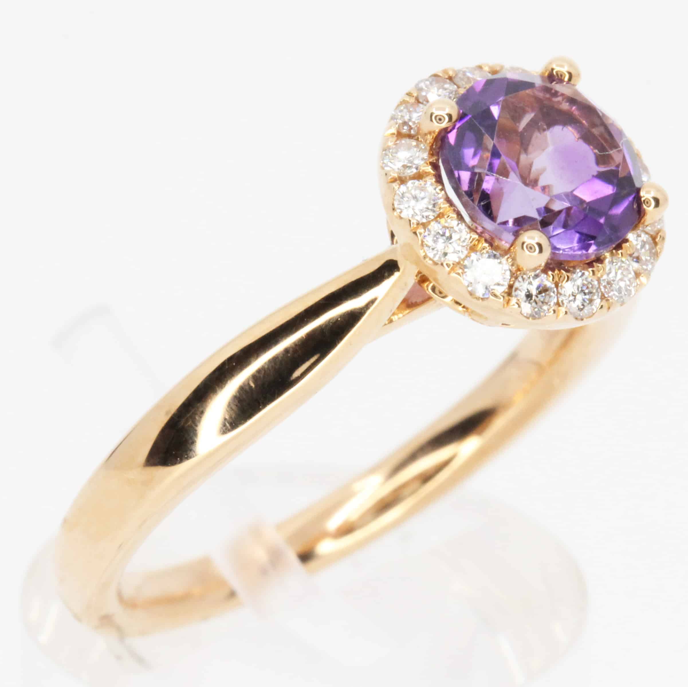 diamond round amethyst ring