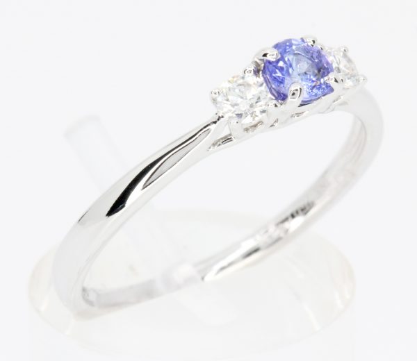 blue diamond white gold ring