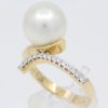 white pearl with diamonds yellow gold ring