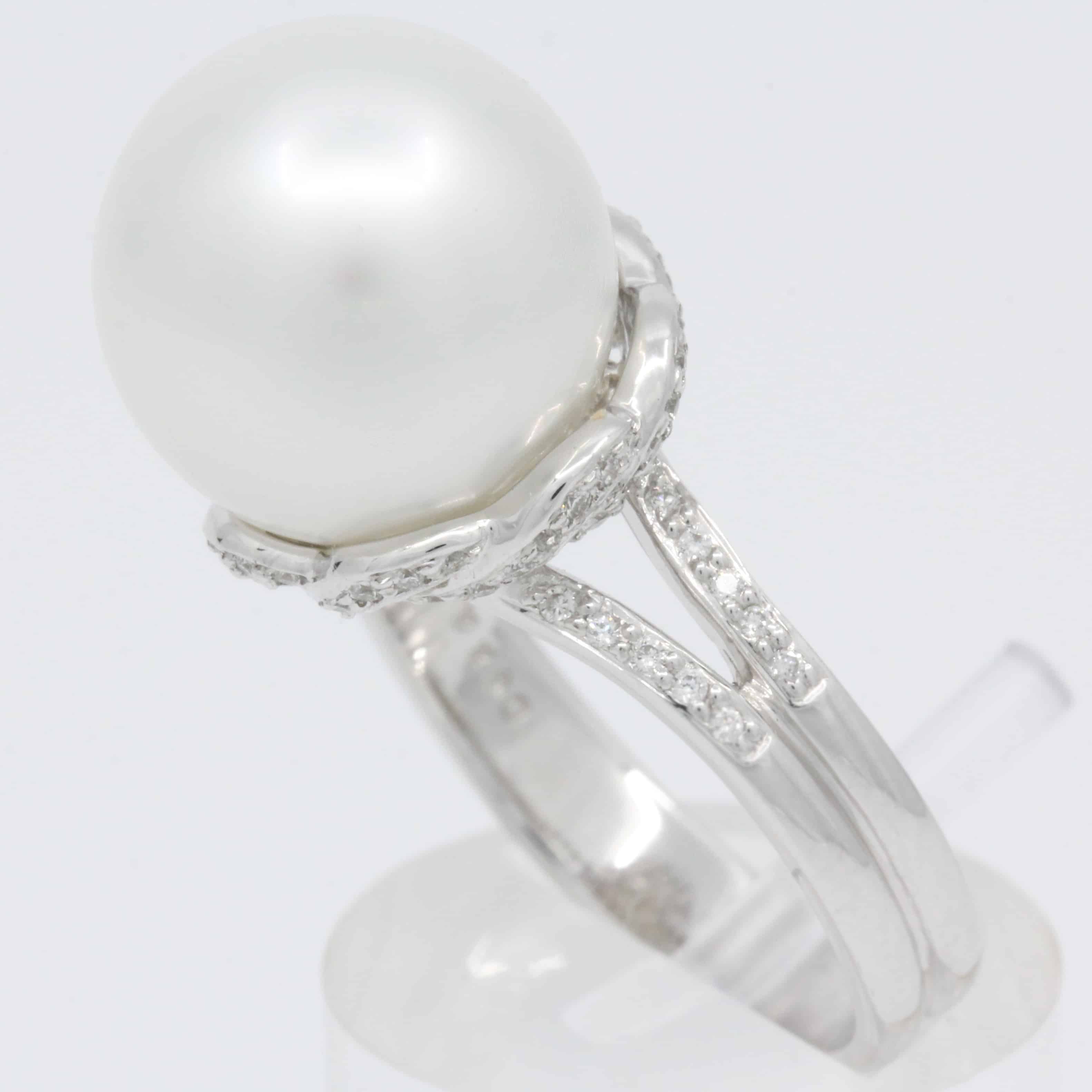 pearl ring with diamonds ring