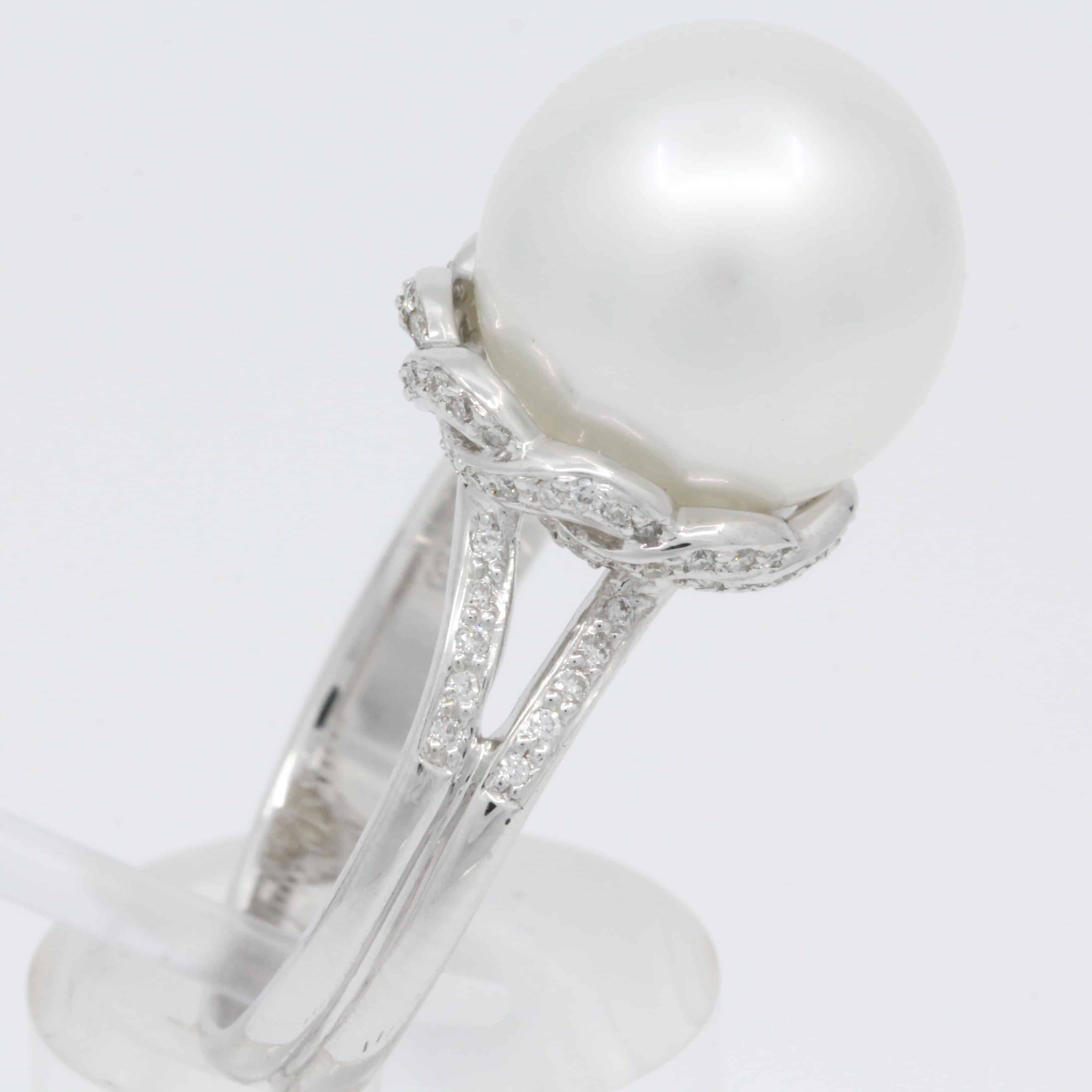 pearl ring with diamonds ring