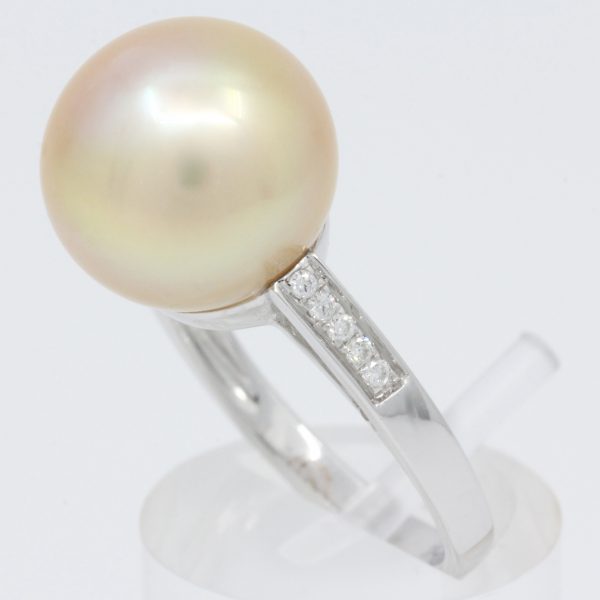 South Sea Pearl Ring with Accent Diamonds