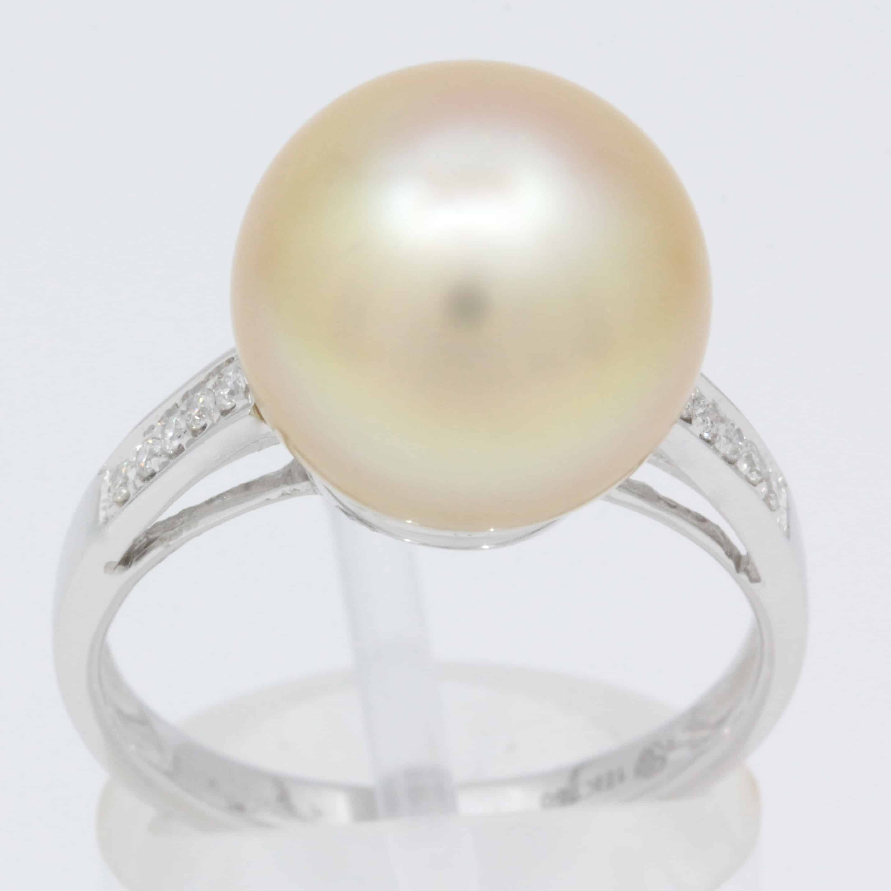 South Sea Pearl Ring with Accent Diamonds