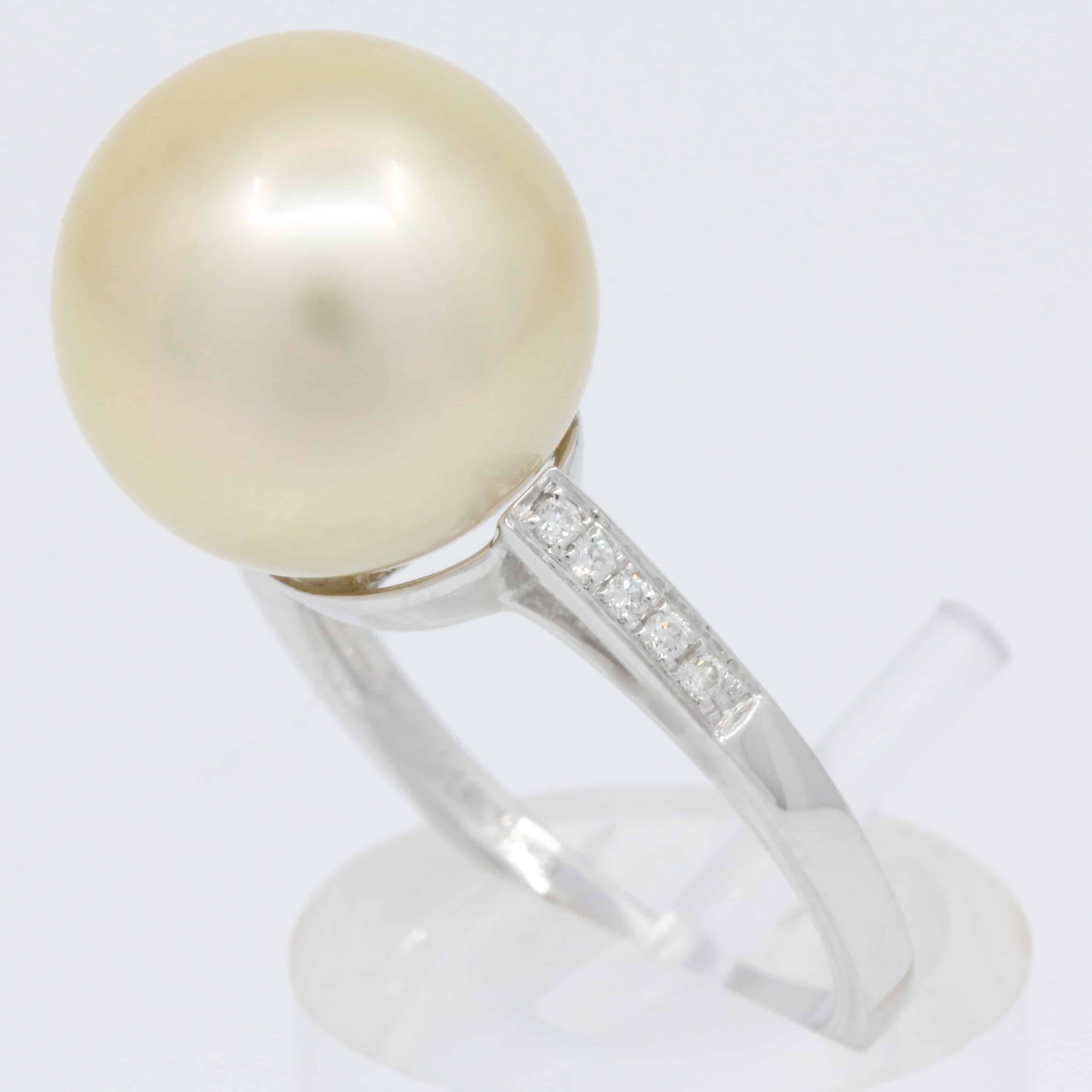 South Sea Pearl Ring with Accent Diamonds