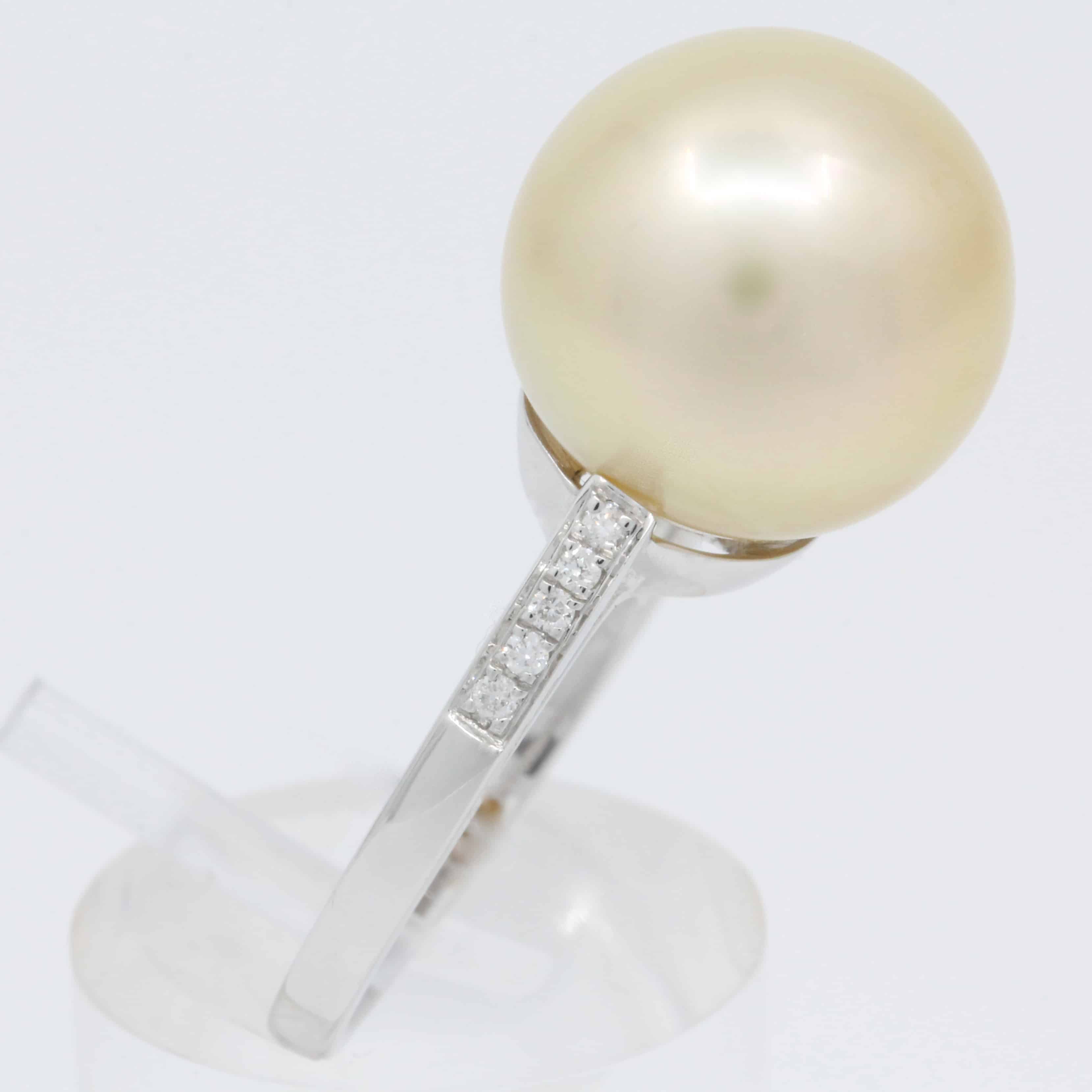 South Sea Pearl Ring with Accent Diamonds