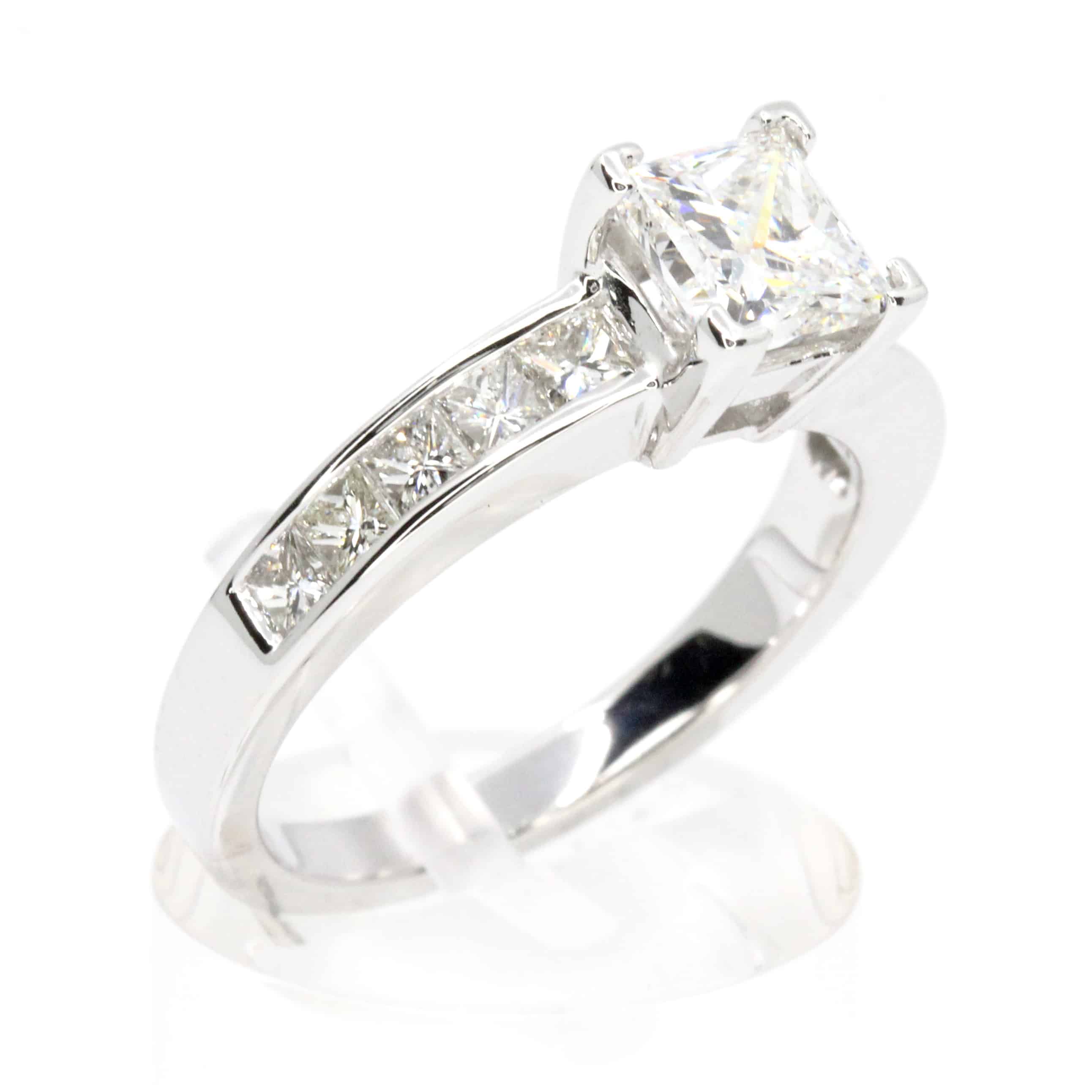 18ct White Gold Certified Princess Cut Diamond Ring | Allgem Jewellers