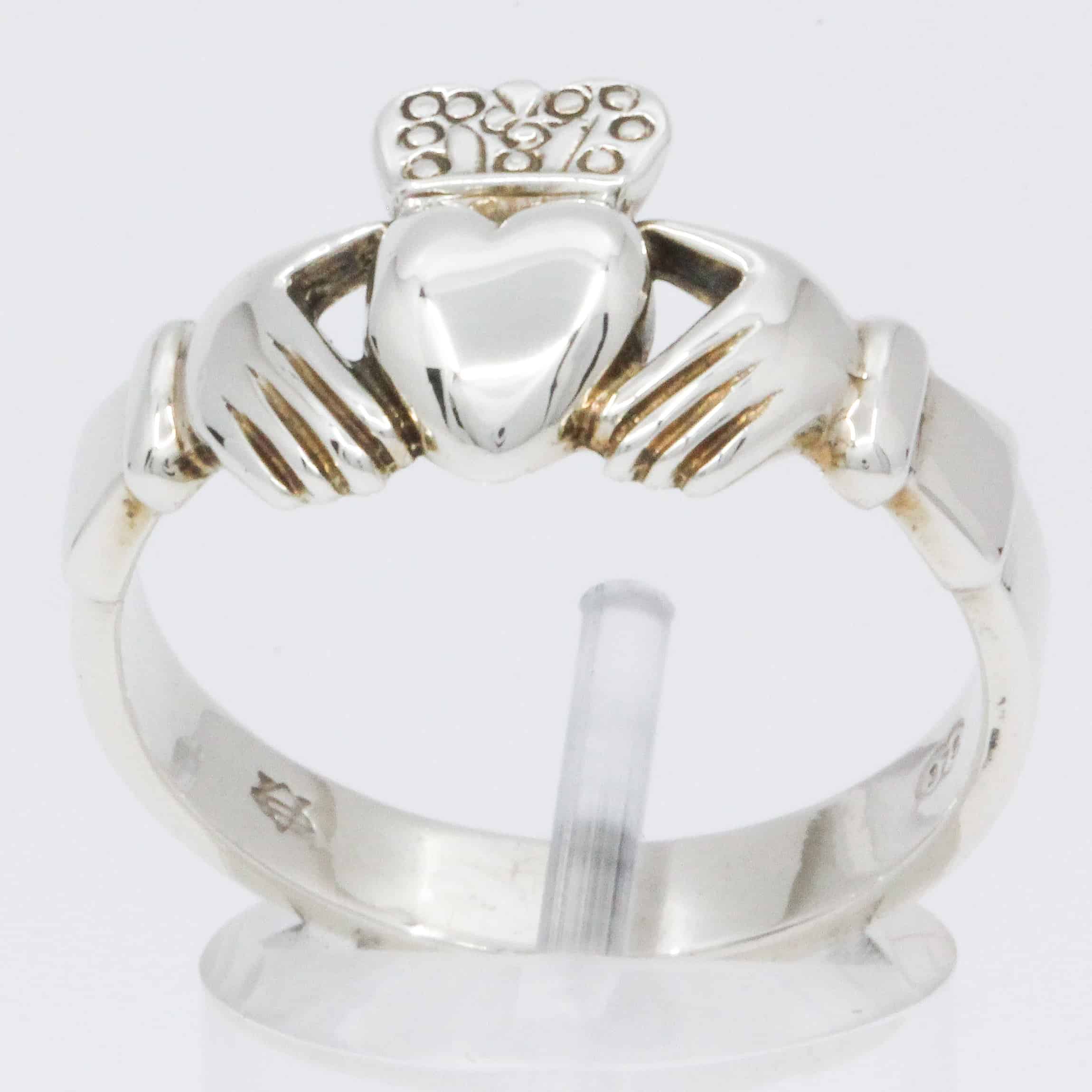 9ct White Gold Claddagh Ring | All Gem Jewellers