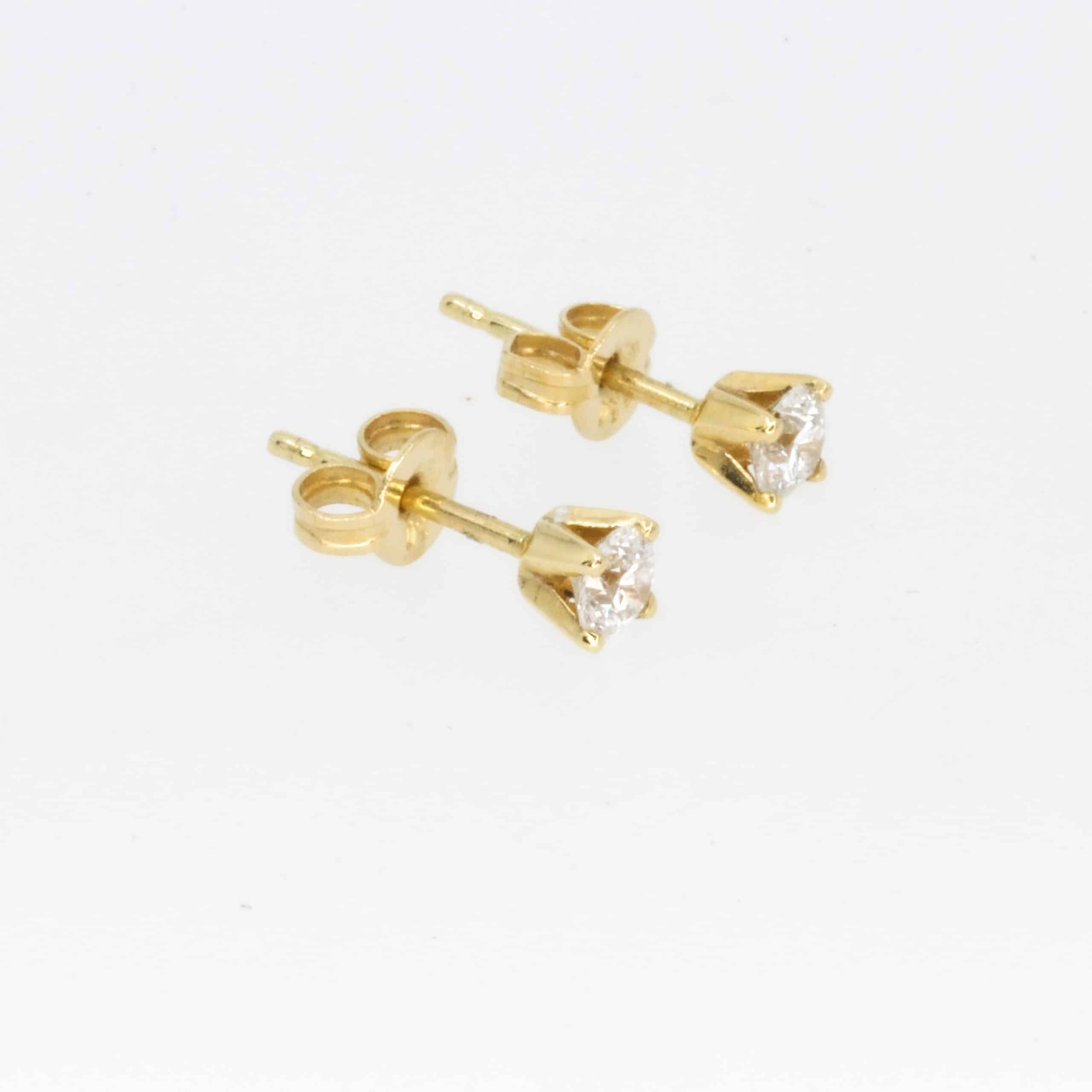 18ct Yellow Gold White RBC Diamond Stud Earrings | Allgem Jewellers