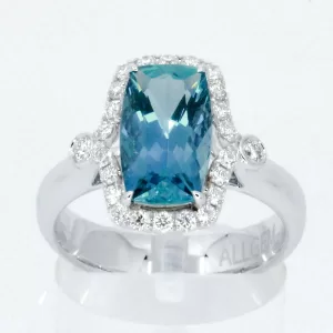 18ct White Gold Santa Maria Aquamarine and Diamond Ring