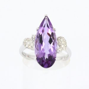18ct White Gold Amethyst and Diamond Ring