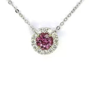 18ct White Gold Pink Topaz and Diamond Pendant