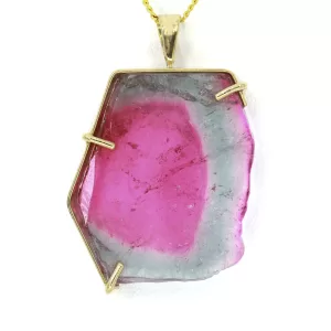 9ct Yellow Gold Watermelon Tourmaline Pendant
