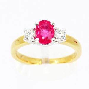 18ct Yellow Gold Mozambique Ruby and Diamond Ring