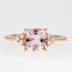 18ct Rose Gold Morganite and Diamond Ring