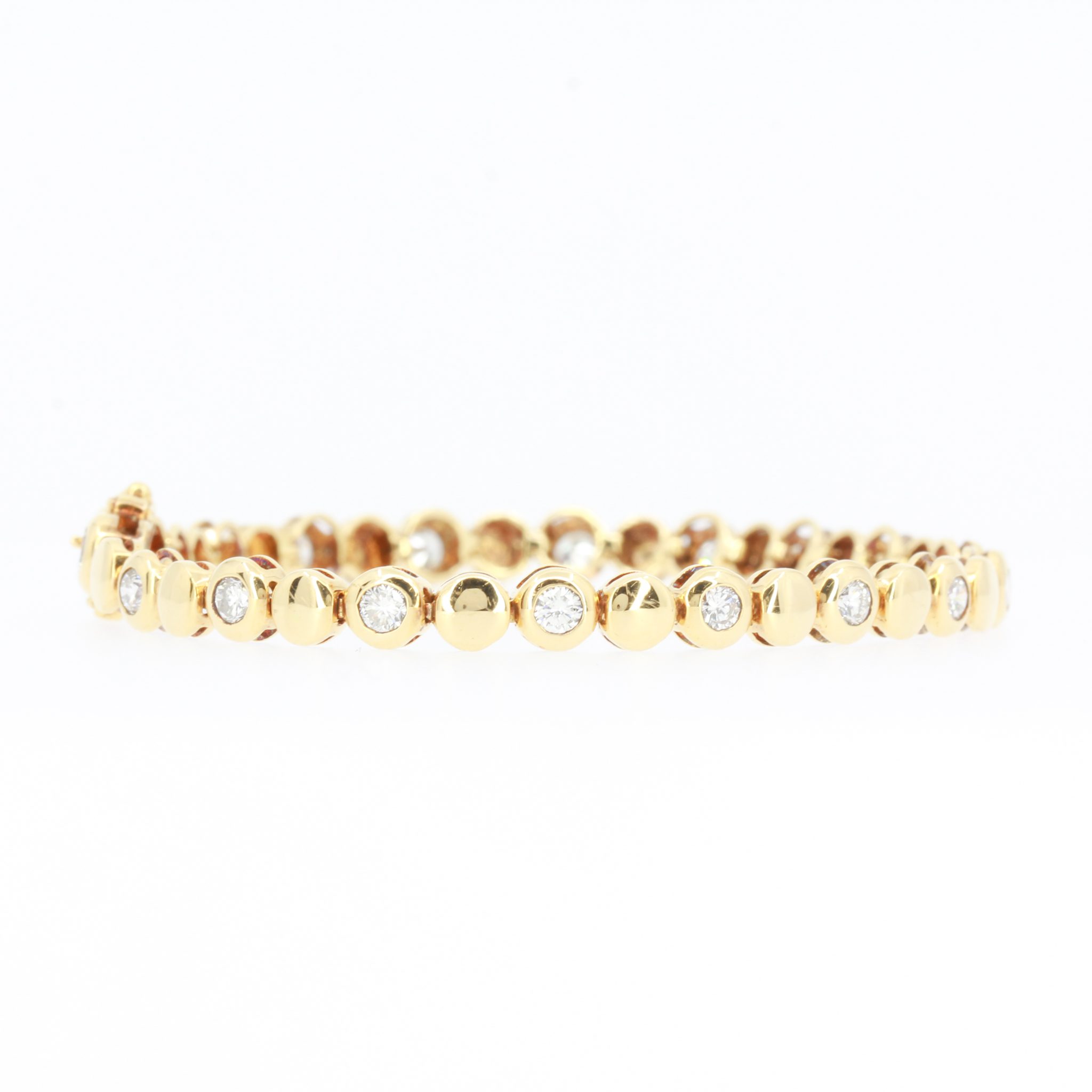 18ct Yellow Gold Diamond Bezelset Tennis Bracelet Allgem Jewellers