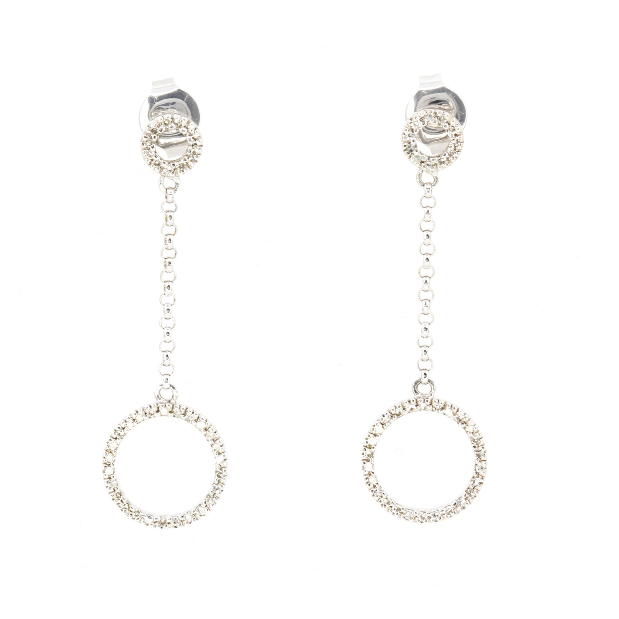 18ct White Gold Diamond Chain & Halo Earrings | Allgem Jewellers