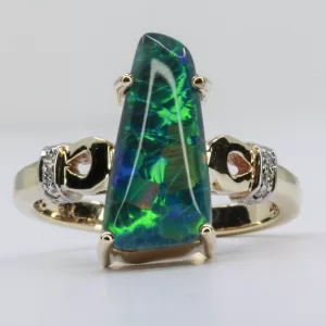 9ct Yellow Gold Free-Form Opal Triplet and Diamond Ring