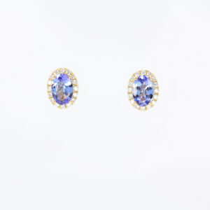 18ct Yellow Gold Tanzanite and Diamond Earrings