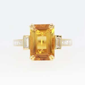 18ct Yellow Gold Citrine and Diamond Ring