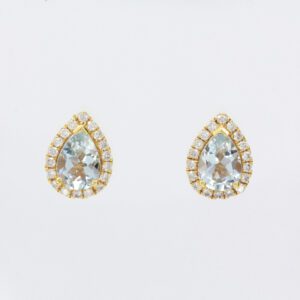 18ct Yellow Gold Aquamarine and Diamond Earrings