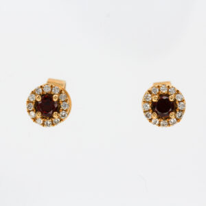 18ct Yellow Gold Garnet and Diamond Earrings