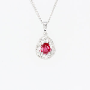 18ct White Gold Ruby and Diamond Pendant