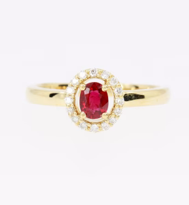 18ct Yellow Gold Ruby and Diamond Ring