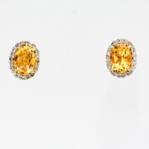 18ct Yellow Gold Citrine and Diamond Earrings
