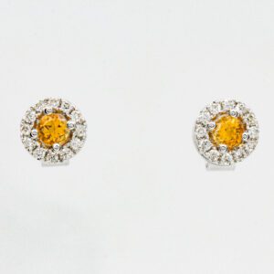 18t White Gold Citrine and Diamond Earrings
