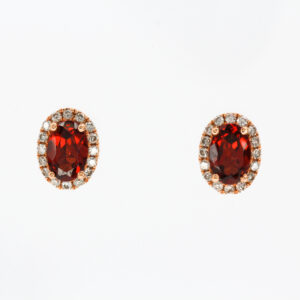 18ct Rose Gold Garnet and Diamond Earrings