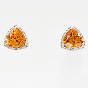 18ct White Gold Citrine and Diamond Earrings