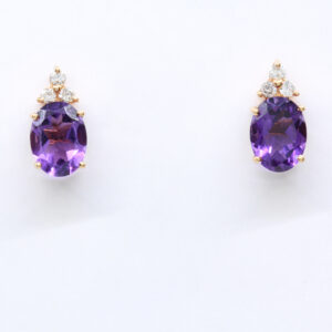 18ct Rose Gold Amethyst and Diamond Earrings